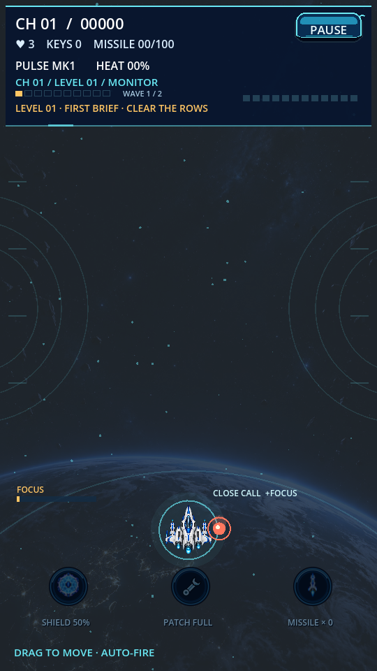 Kfir Adut - Ctrl+Alt+Liberate gameplay: a close-call cue in a space shooter